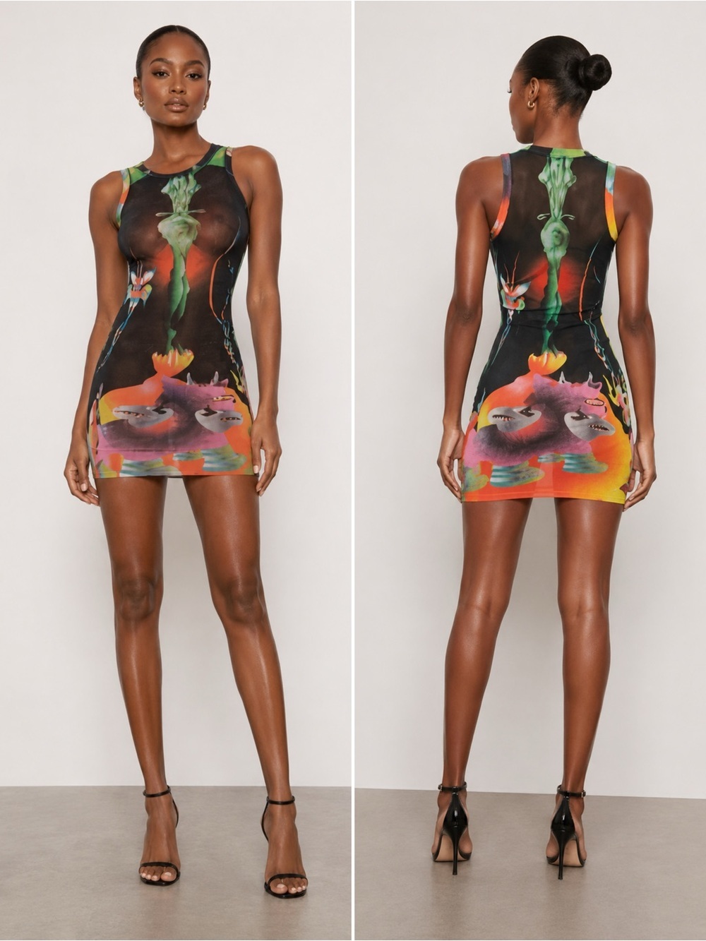 RARE SKIMS Summer Mesh Obsidian Printed Mini Dress Size S​